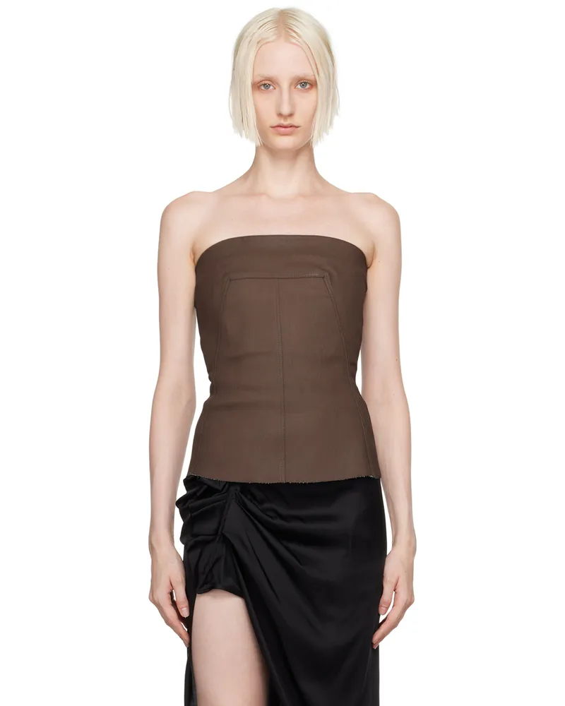 Rick Owens Brown Porterville Bustier Denim Top 35