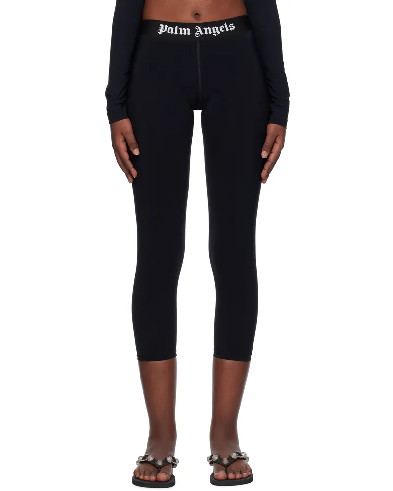 Palm Angels Black Logo Leggings Black