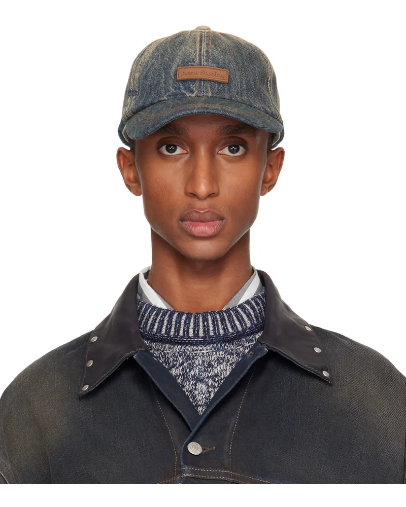 Acne Studios Blue Denim Logo Cap Dark