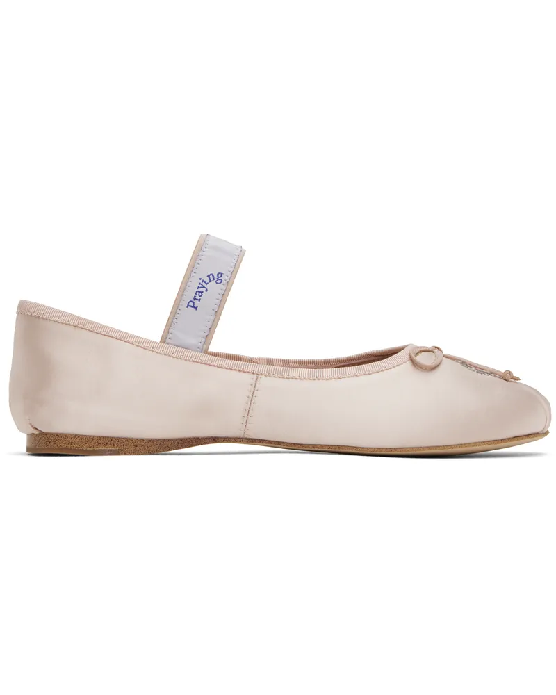 Praying Pink Crystal-Cut Ballerina Flats Pink