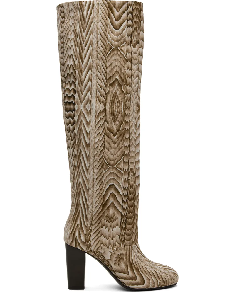 Christophe Lemaire Beige & Brown FreelingWaters Edition Round Toe High Boots Mu225
