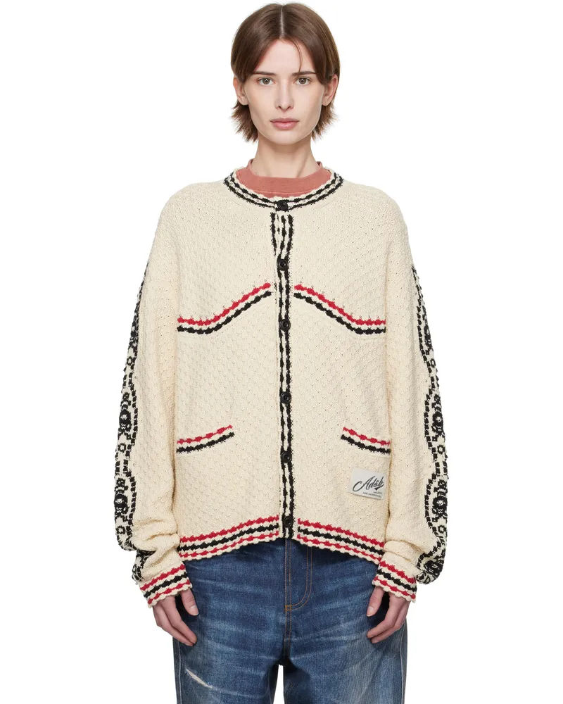 Andersson Bell Off-White Fantasia Round-Neck Cardigan Ecru