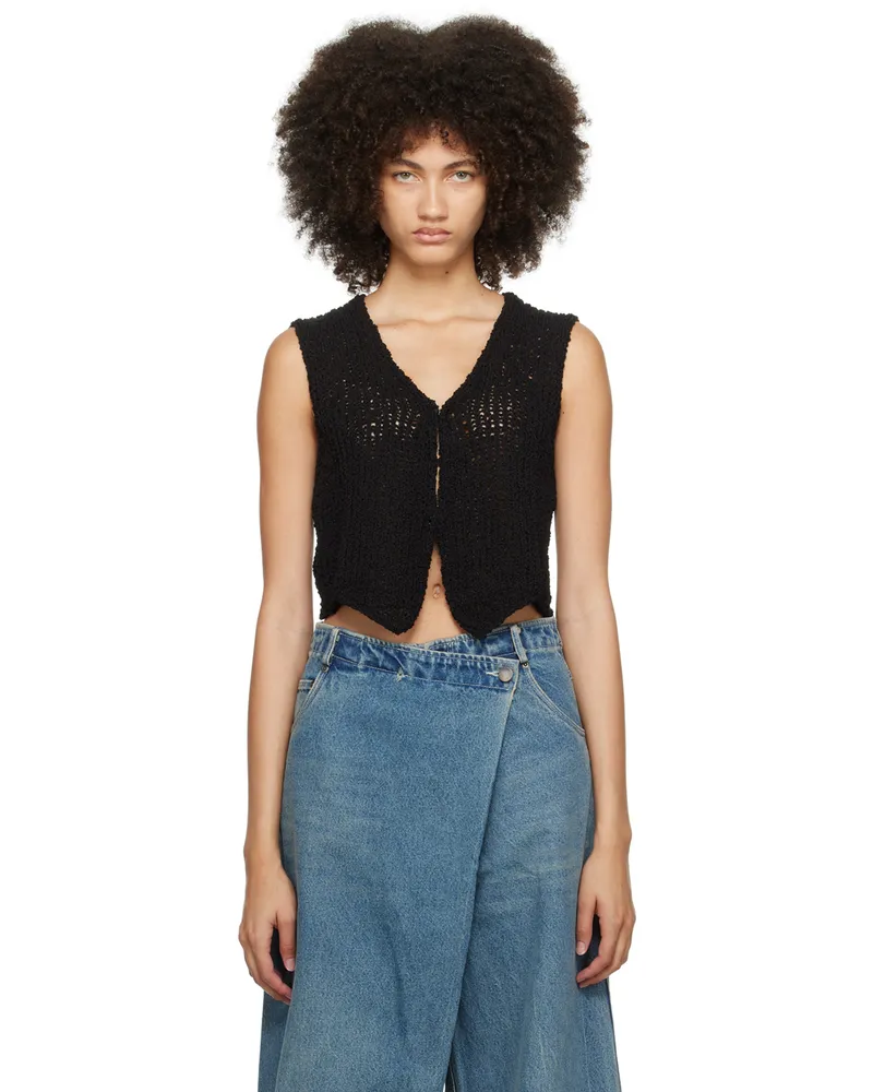 OPEN YY Black Hook-Eye Cardigan Black