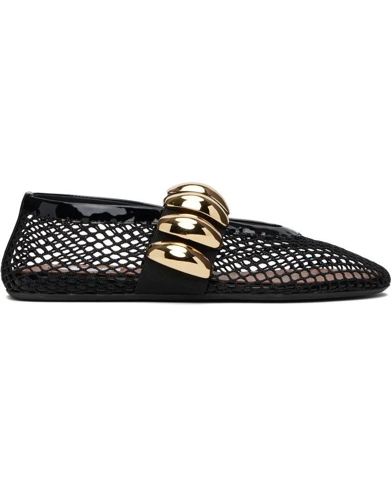 Alaïa Black Fishnet Jewel Ballerina Flats 999