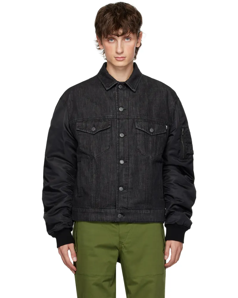 Moschino Black Paneled Denim Jacket A1555