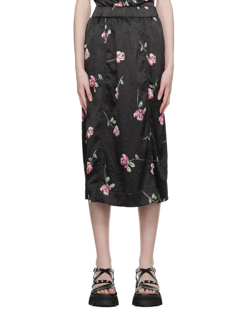 Ganni Black Paneled Midi Skirt 099