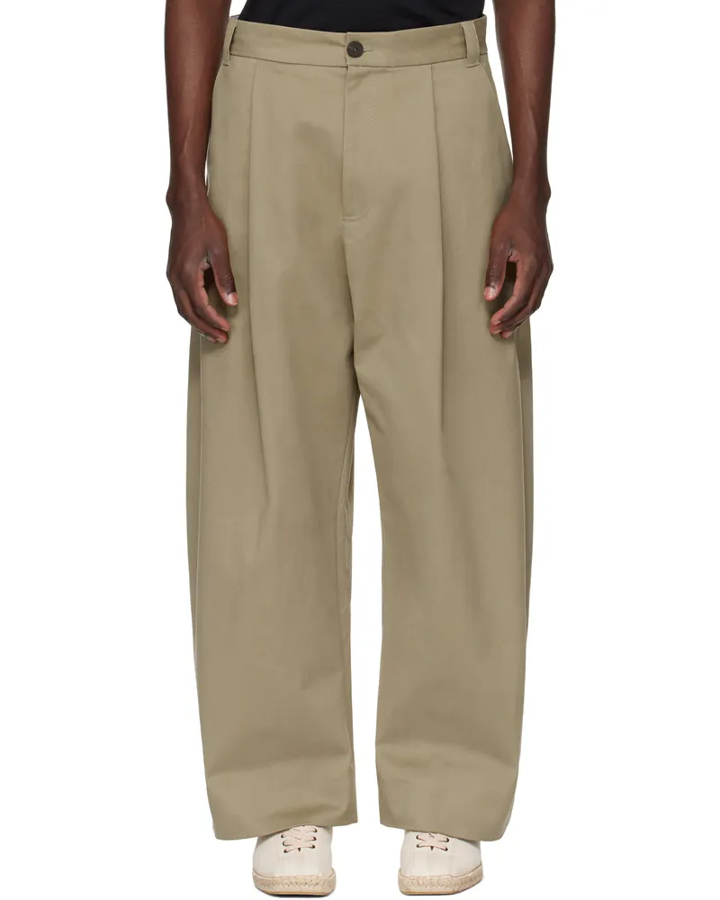 Studio Nicholson Beige Sorte Trousers Tan