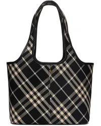 Burberry Black & Off-White Small Check Tote Black