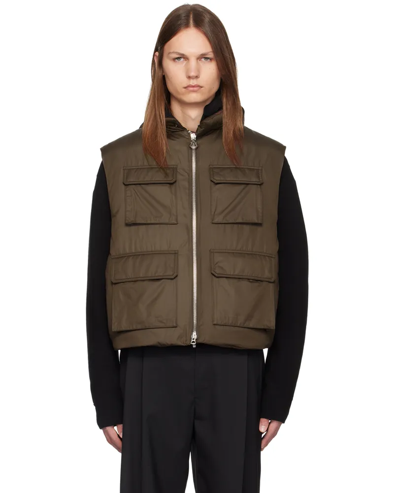 SOLID HOMME Brown Stand Collar Down Vest 213d