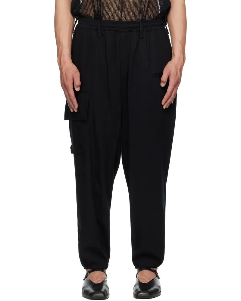 Yohji Yamamoto Black Rib Flap P Cargo Pants 1