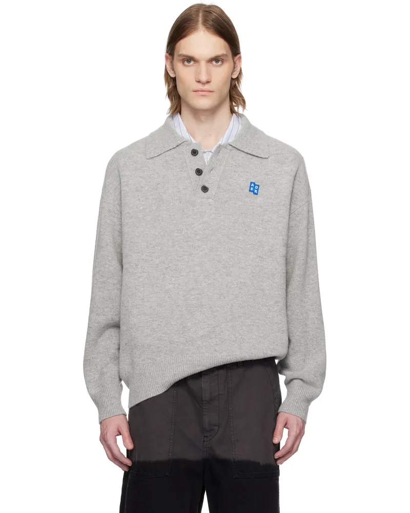 Adererror Gray Sig; TRS Tag Knit 02 Polo Grey