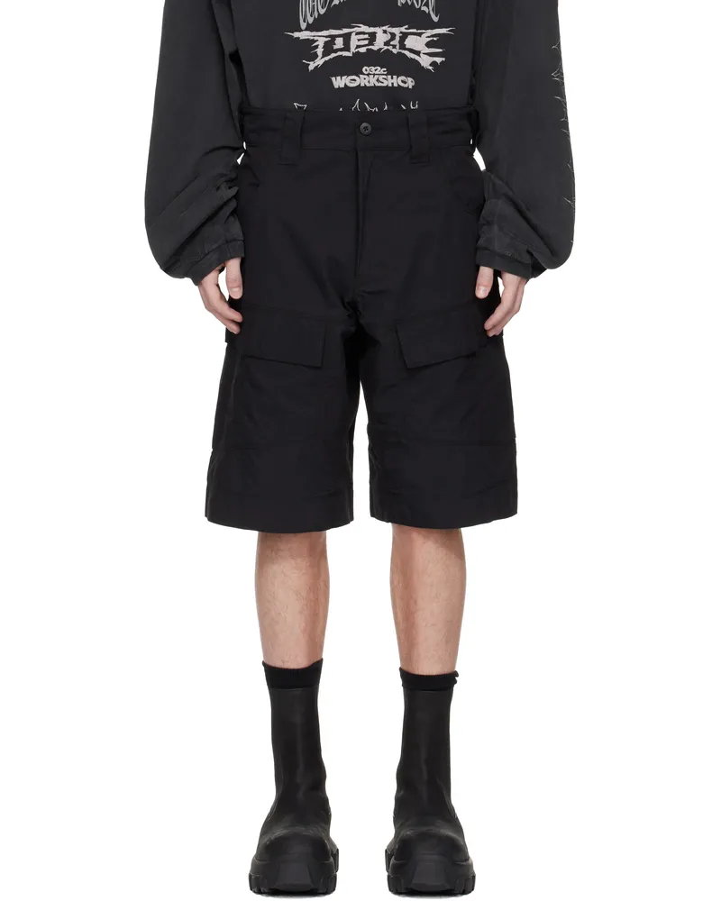 032c Black 'My Own Mind' Utility Shorts Black