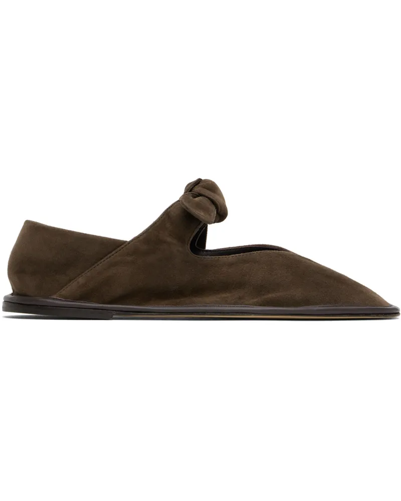 HEREU Brown Llasada Suede Ballerina Flats Dark
