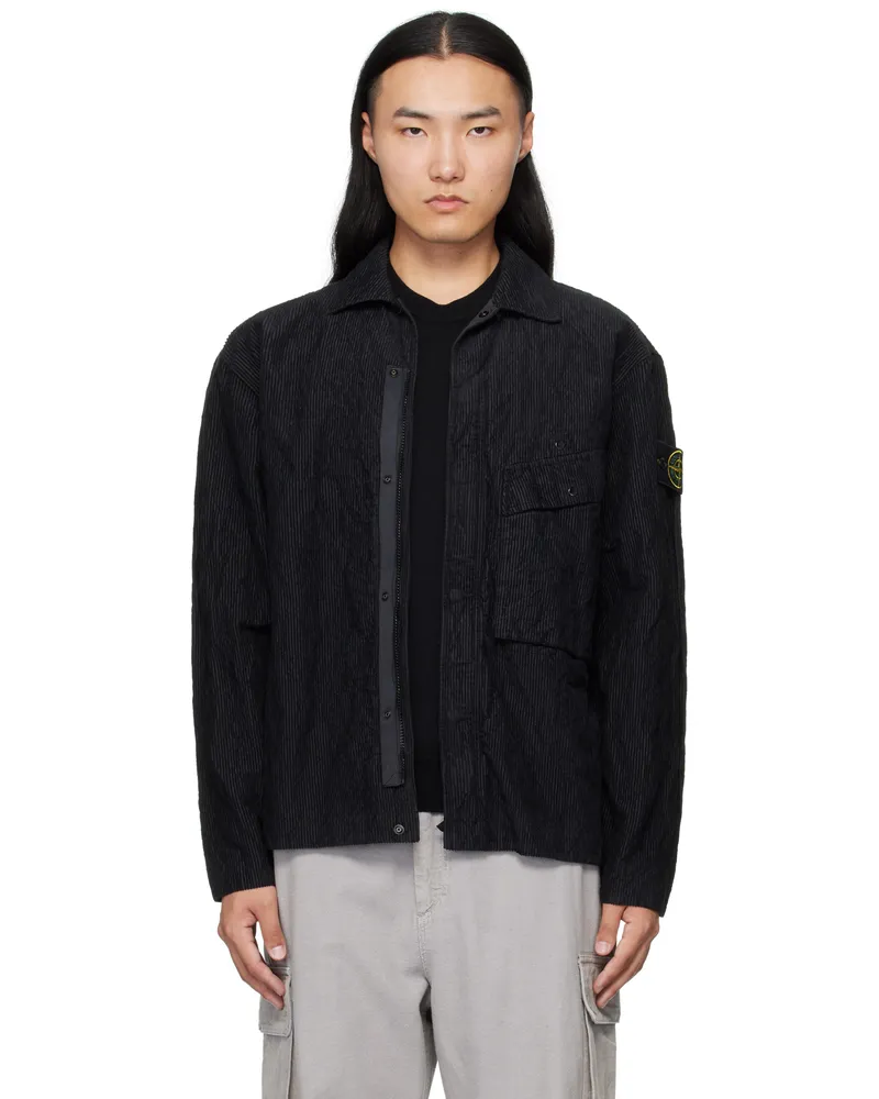 Stone Island Black 1200020 Wrinkled Corduroy 500-TC Jacket V0029
