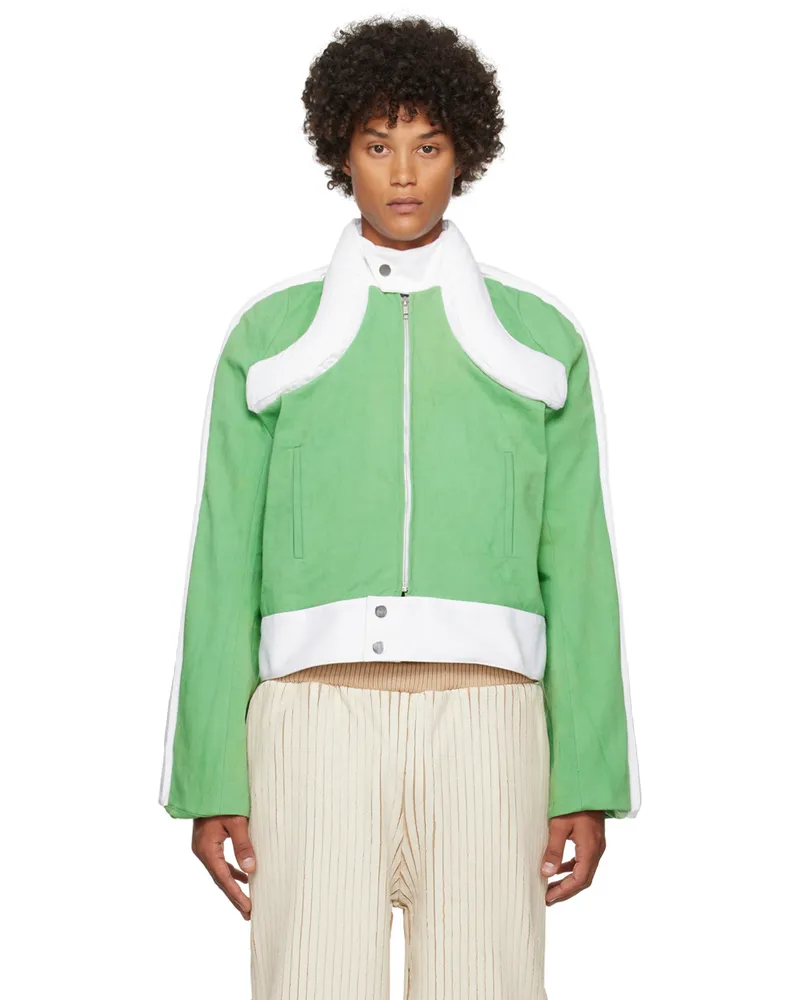 Stanley Raffington SSENSE Exclusive Green & White Denim Jacket Green