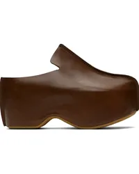 J.W.Anderson Brown Leather Platform Clogs 19051-201-dark