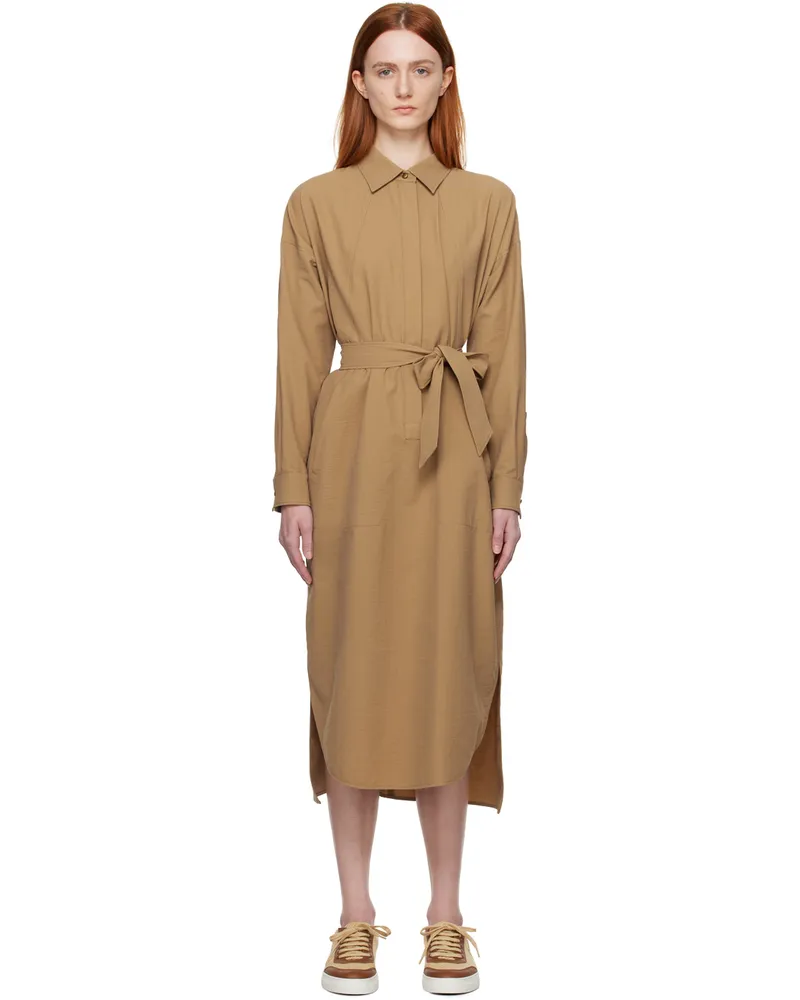 Max Mara Tan Esule Midi Dress 002
