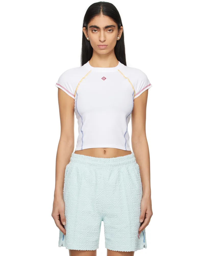 Casablanca Paris White Raglan Short Sleeve T-shirt White