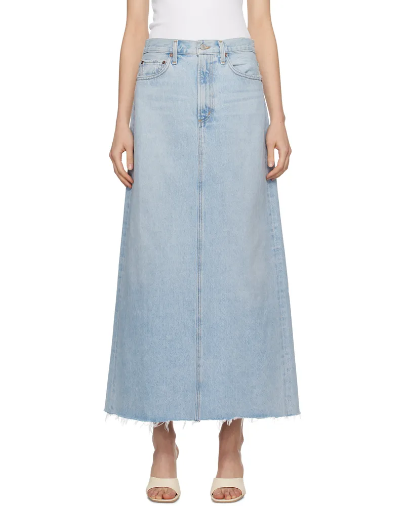 AGOLDE Blue Hilla Denim Maxi Skirt Practice