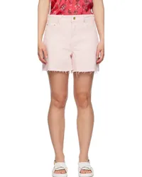 Ganni Pink Frayed Edge Denim Shorts Mauve