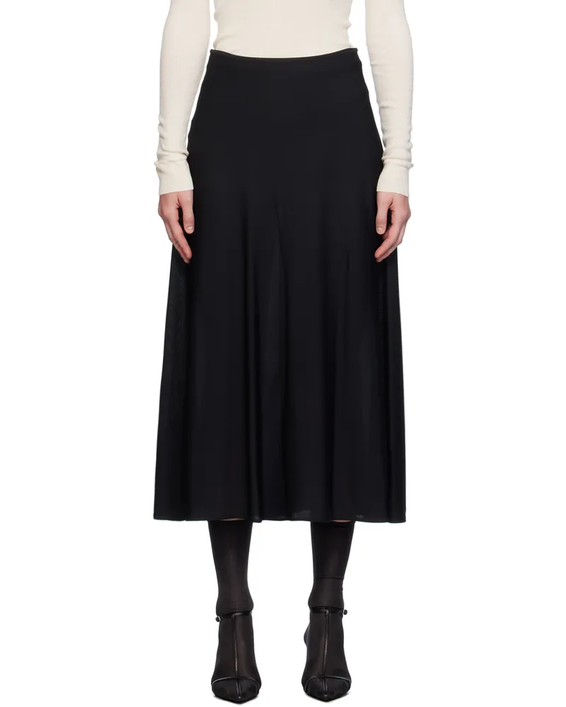 Jil Sander Black Fluid Midi Skirt 001