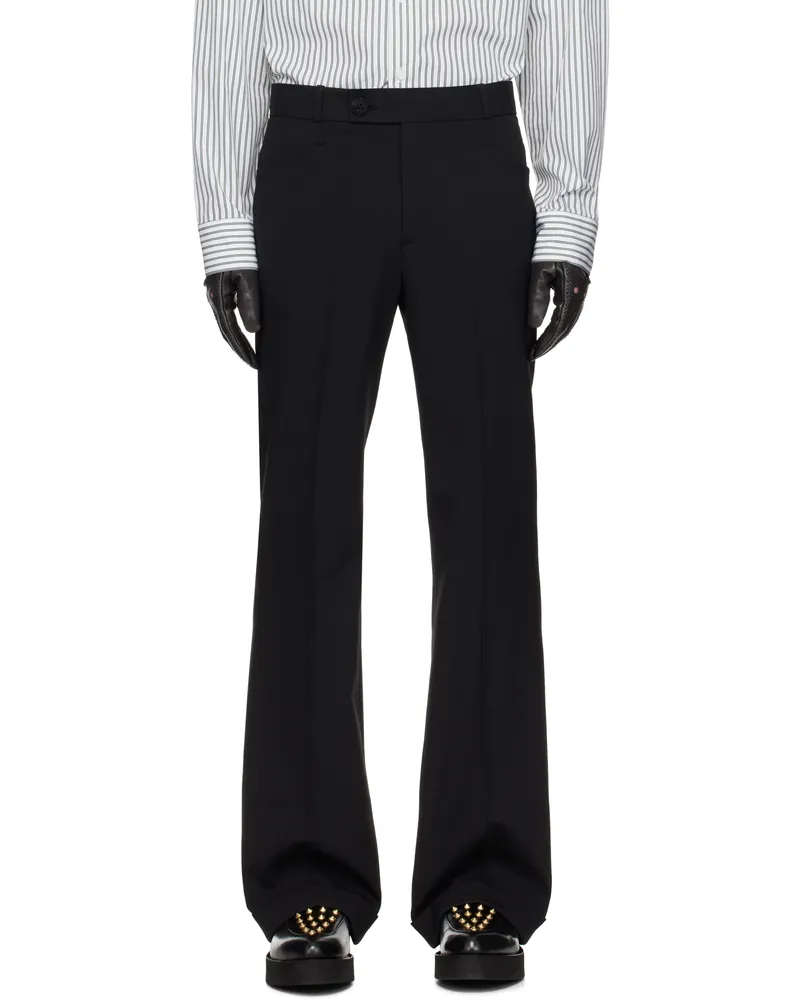 Ernest W. Baker Black Cuffed 70s Trousers Black