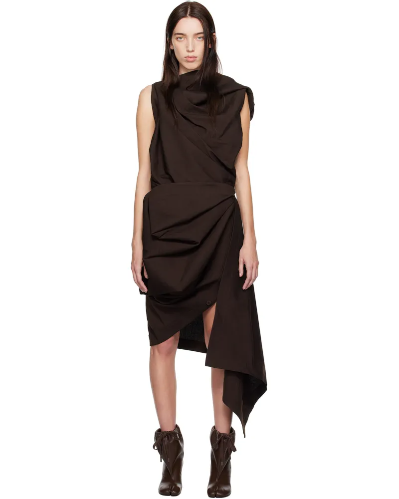 Issey Miyake Burgundy Enclothe Washi & Wool Maxi Dress 88