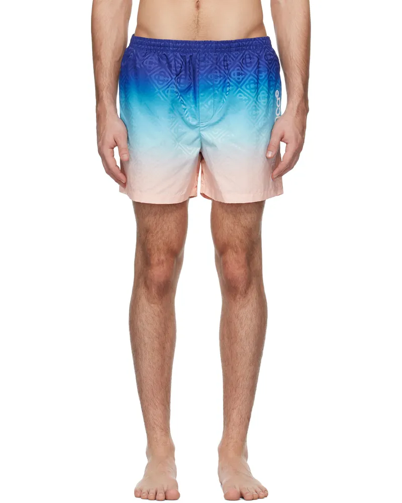 Casablanca Paris Multicolor Printed Swim Shorts Blue