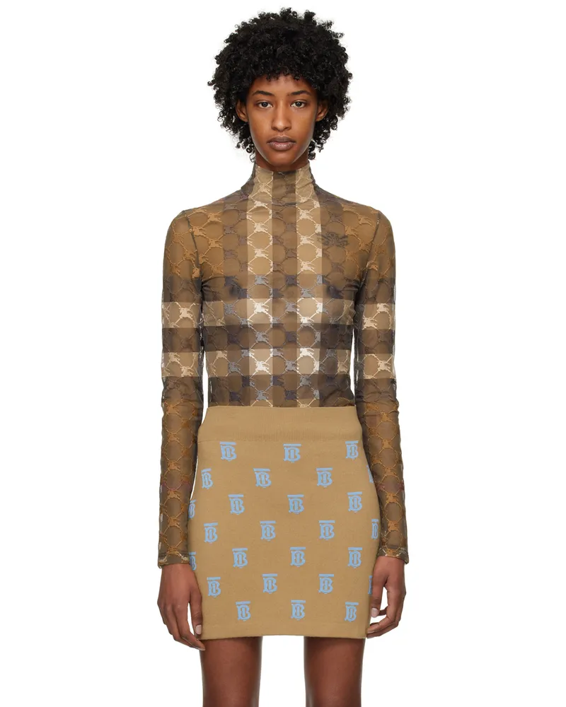 Burberry Brown EKD Check Bodysuit Dark