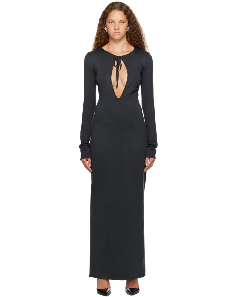 Magda Butrym Gray Keyhole Maxi Dress Grey