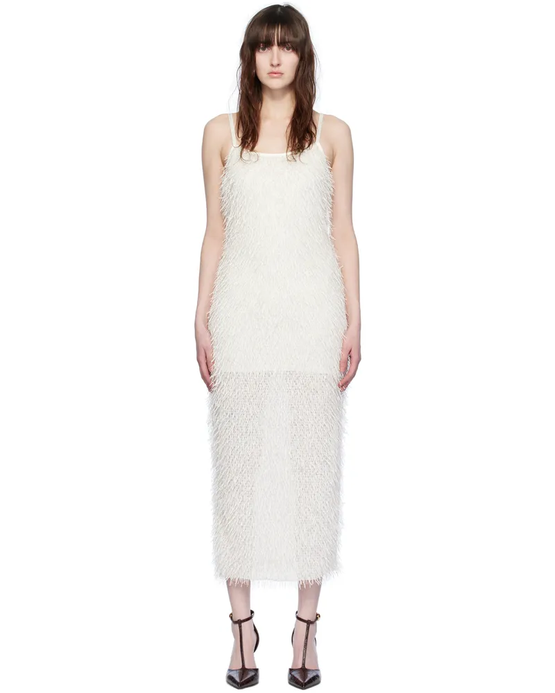 Elleme Off-White Fringe Midi Dress White