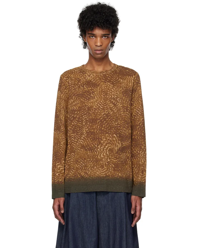 Dries van Noten Brown Printed Cotton T-shirt 956