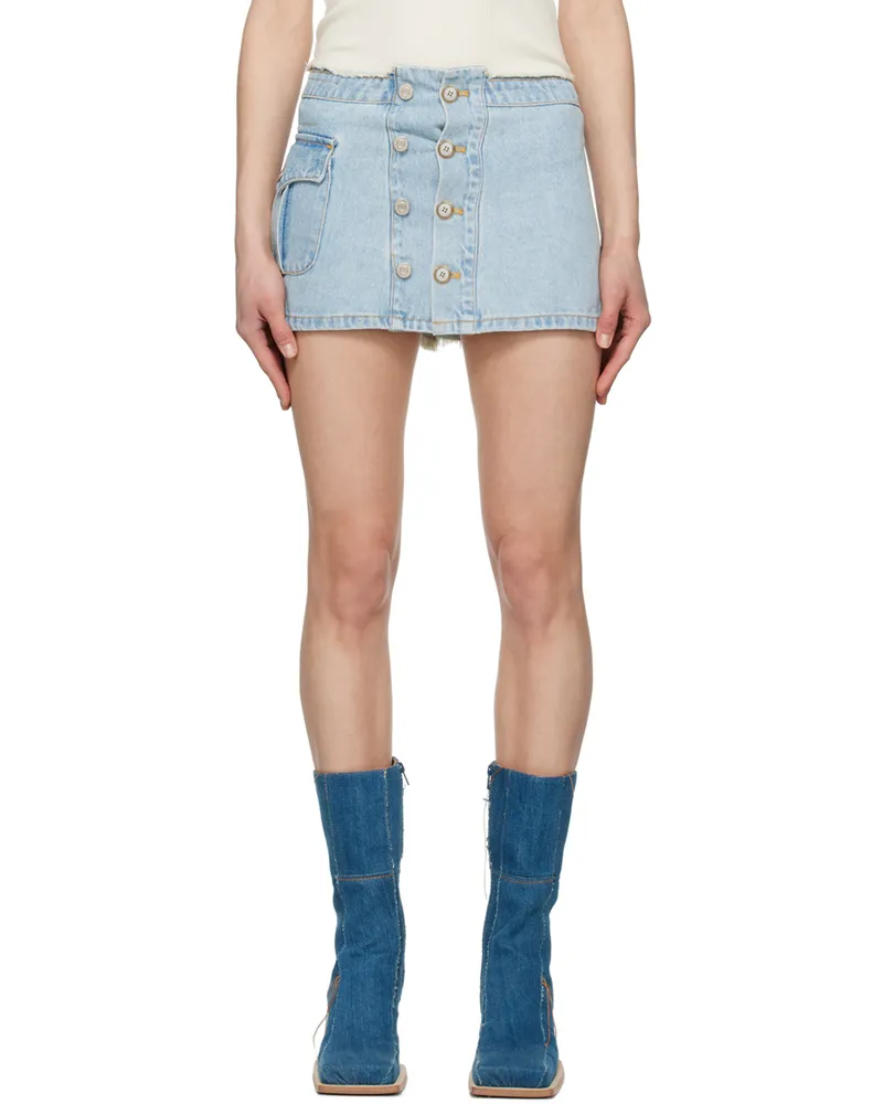 Andersson Bell Blue Apron Wrap Denim Miniskirt Washed