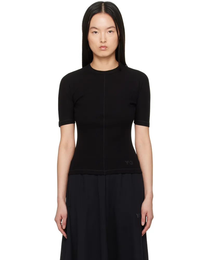 Y-3 Black Fitted Short Sleeve T-shirt Black