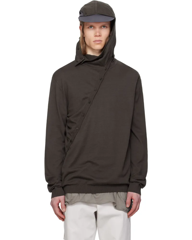 Post Archive Faction Brown 8.0 Knit Center Hoodie Brown