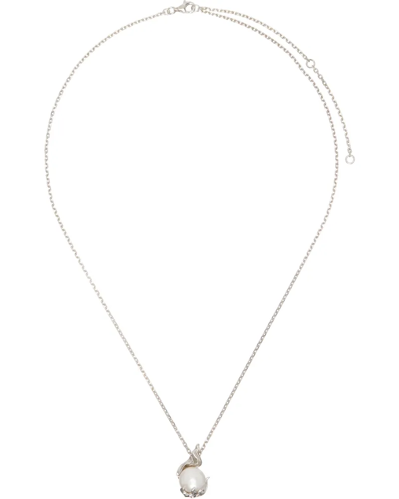Alan Crocetti SSENSE Exclusive Pearl In Heat Necklace Rhodium