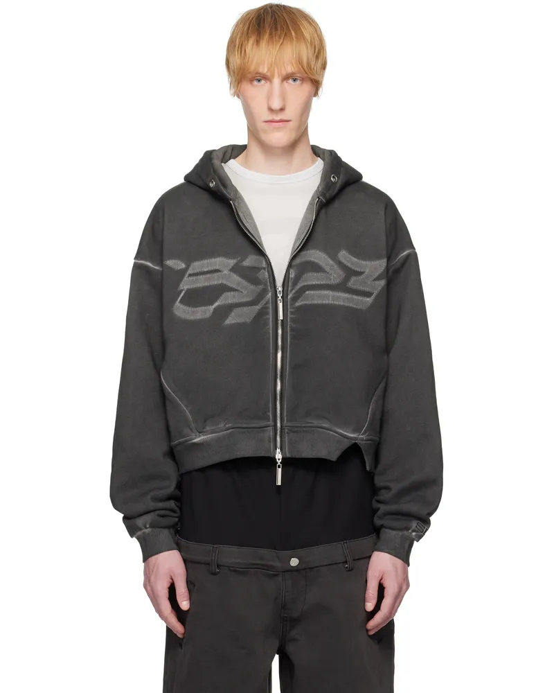 Spencer Badu Black Dyed Zipped Hoodie Black