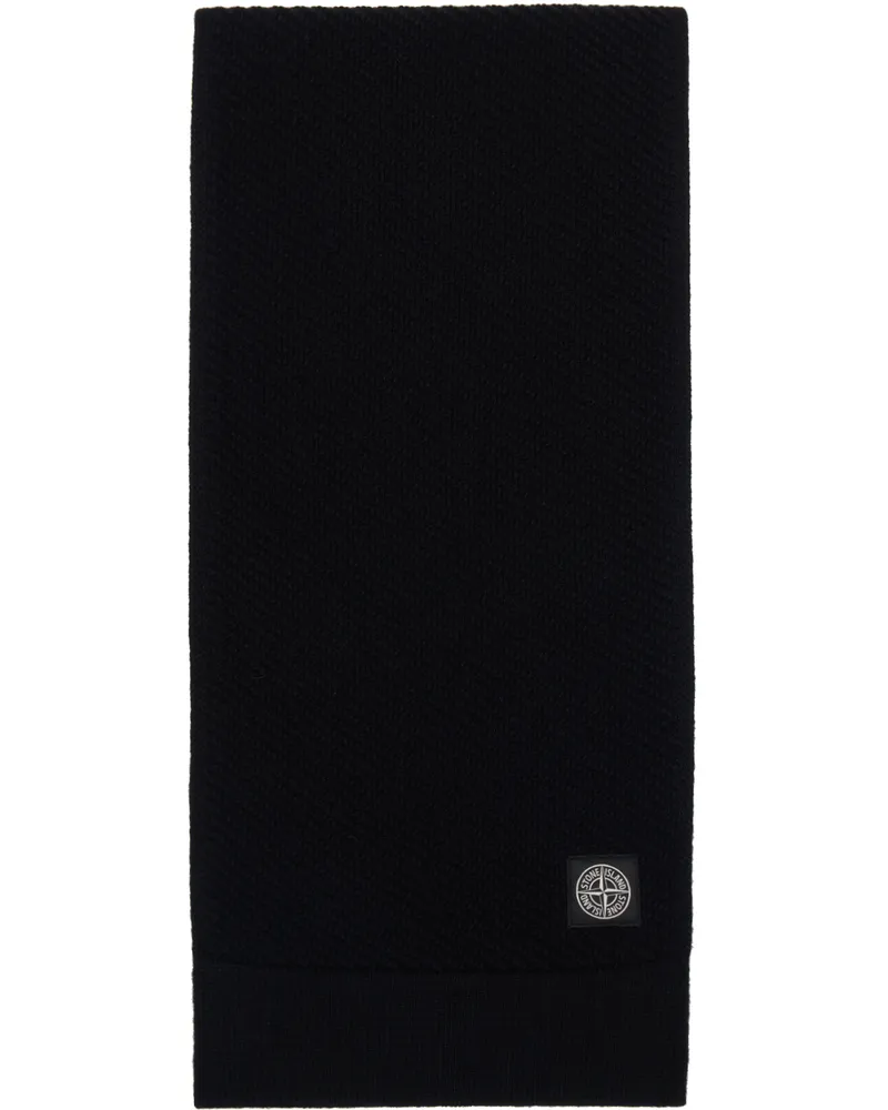 Stone Island Black Knitted Badge Scarf V0029