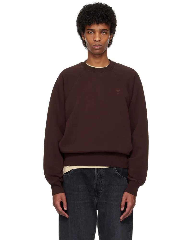 AMI Paris Burgundy Cotton Tonal Ami de Coeur Sweatshirt Aubergine
