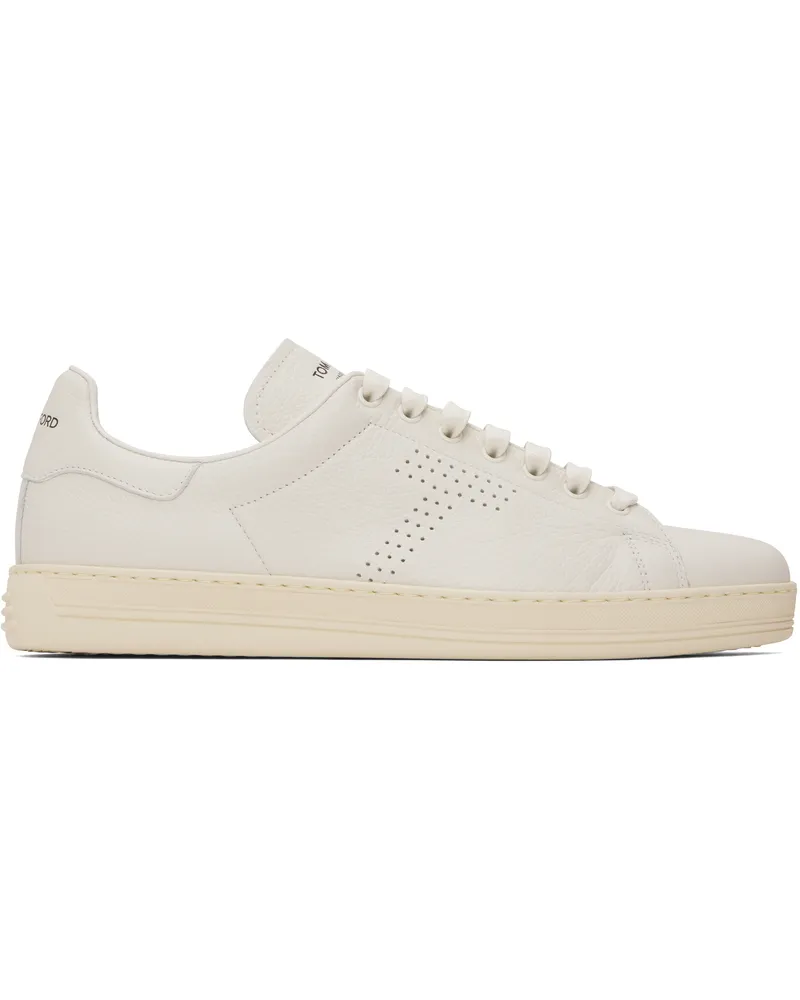 Tom Ford White Grain Leather Warwick Sneakers Butter