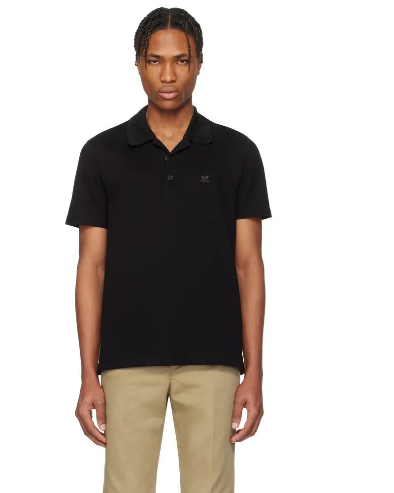 Courrèges Black 'AC' Piqué Polo 1999