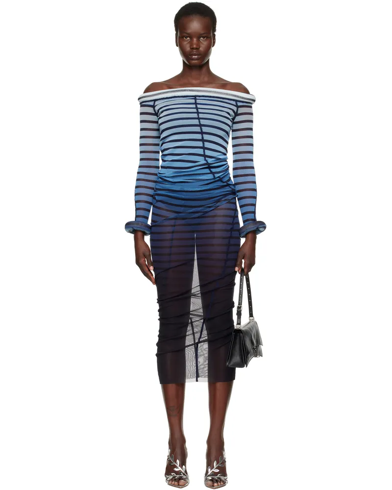 Jean Paul Gaultier Blue 'The 3D Striped Maxi Dress 005956