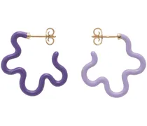Purple Two Tone Asymmetrical Flower Power Earrings