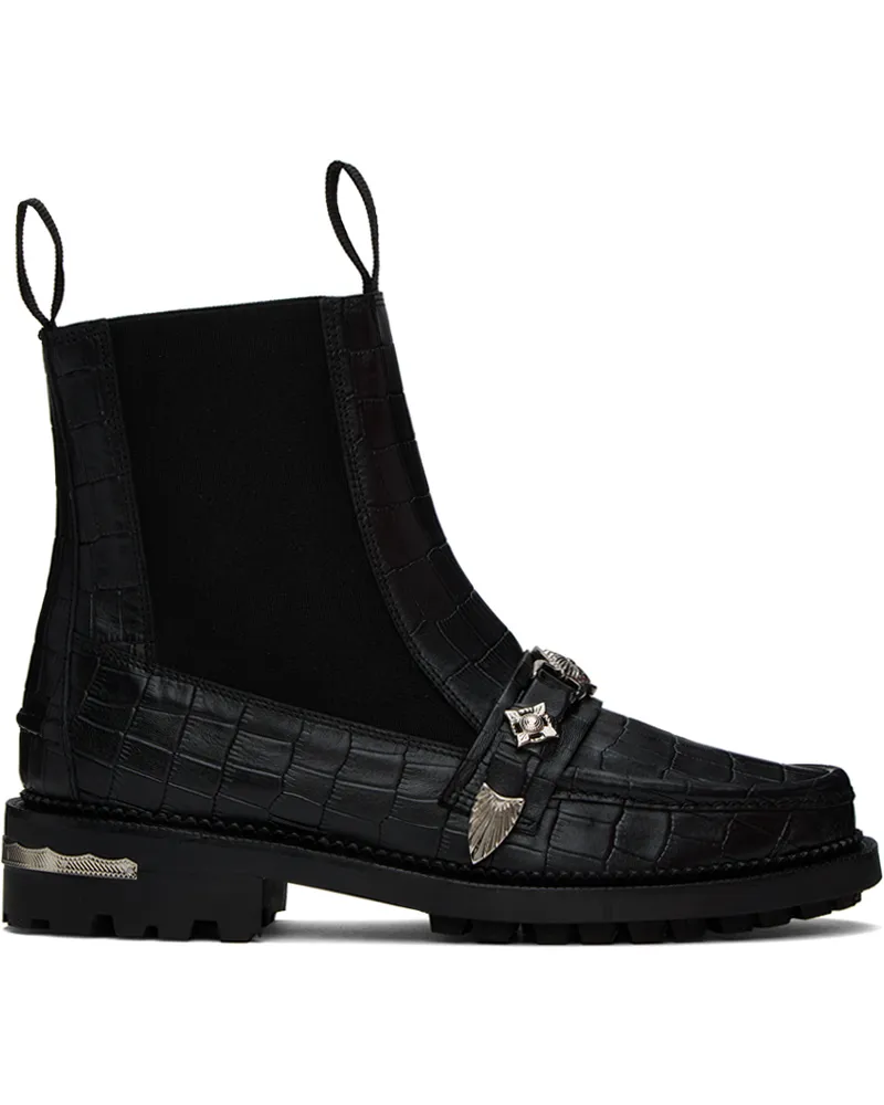 Toga Black Croc Chelsea Boots Black