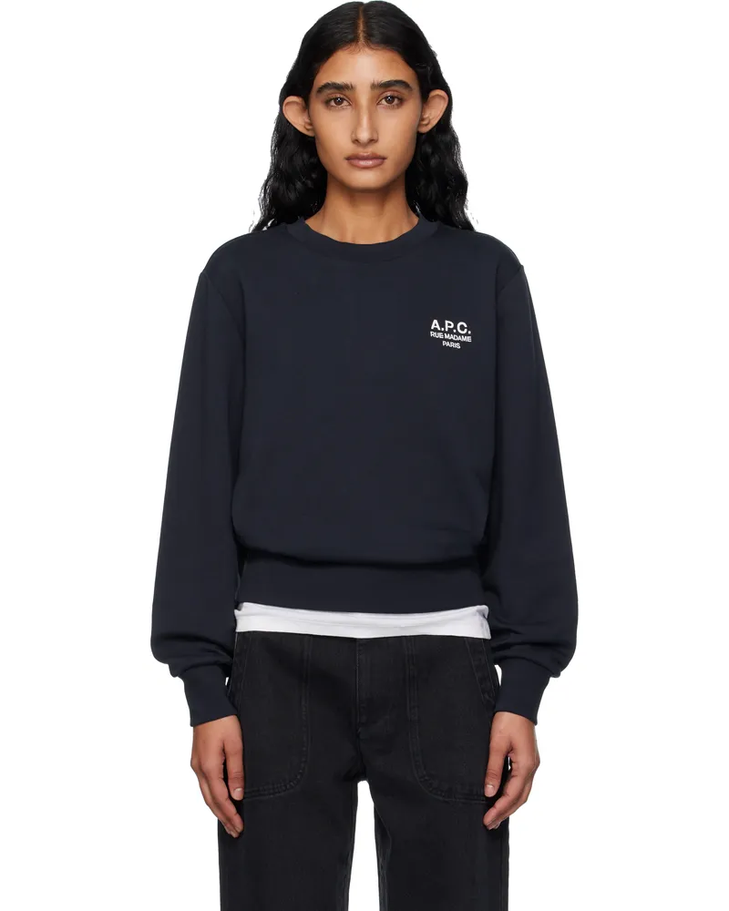A.P.C. Navy Boxy 'Rue Madame' Sweatshirt Tiq