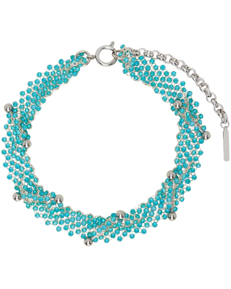 Justine Clenquet SSENSE Exclusive Silver & Blue Acid Choker Ssense
