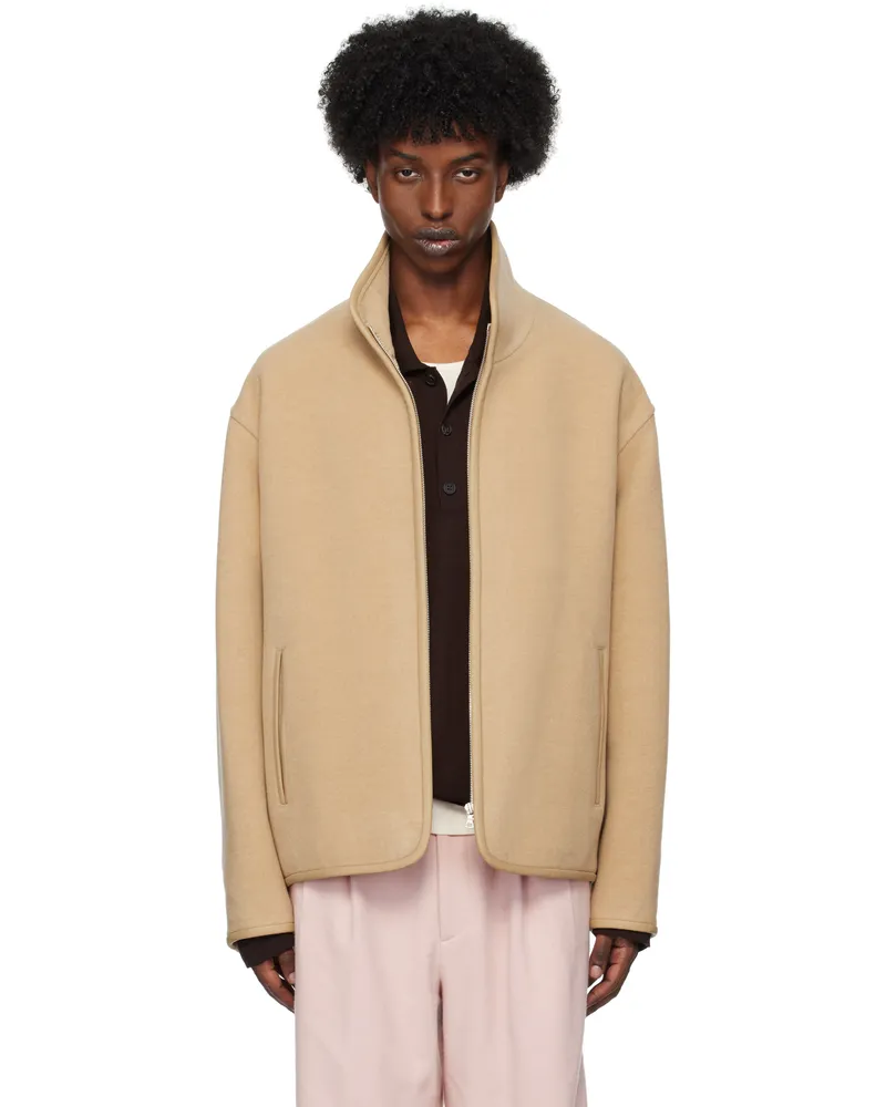 AURALEE Beige Double Cloth Heavy Pile Zip Jacket Beige