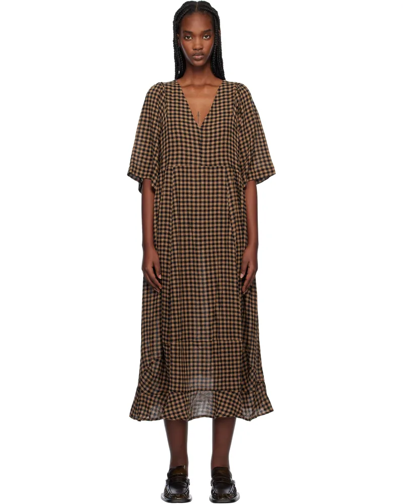 Henrik Vibskov Brown & Black Pump Midi Dress Beige