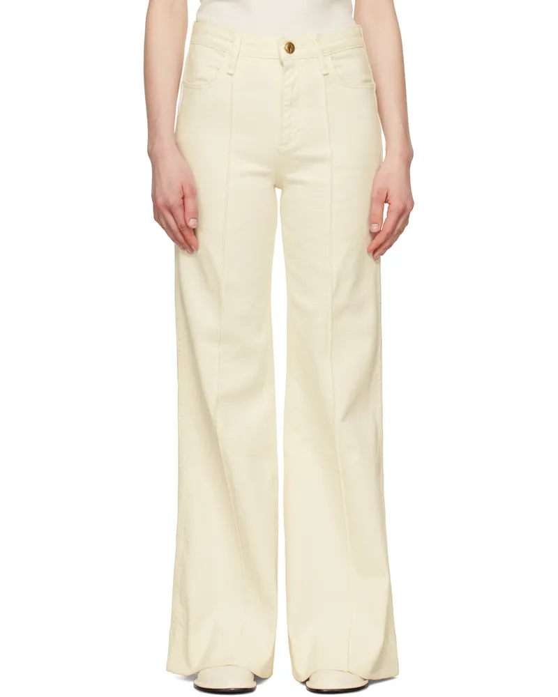 Rag & Bone Off-White Skylar Wide-Leg Flare Jeans Ecru