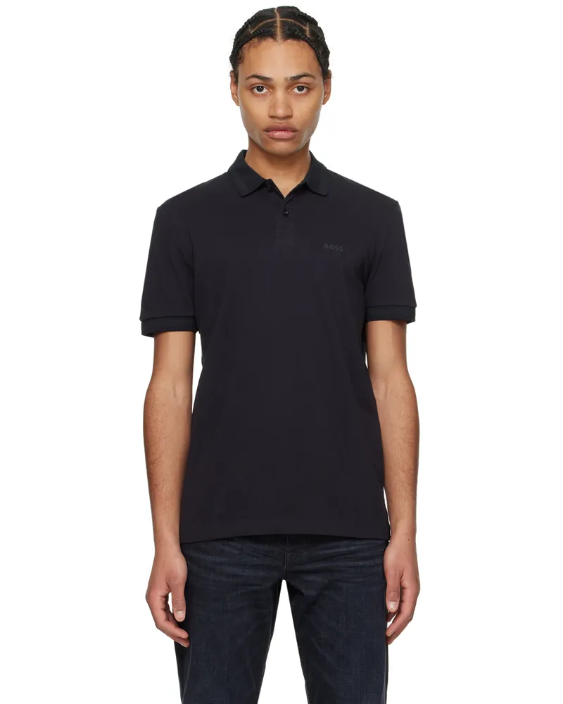 HUGO BOSS Navy Spread Collar Polo 402-dark